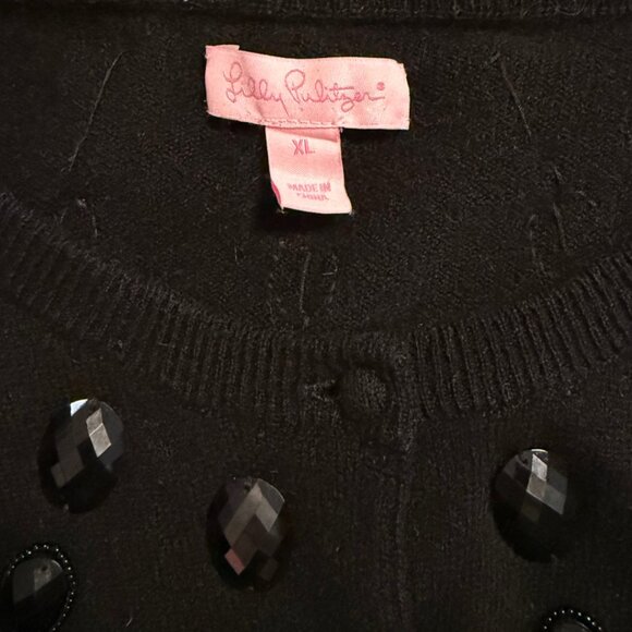 Lilly Pulitzer Wool Cashmere Black Jewel Button Down Cardigan Women's XL - Picture 3 of 4
